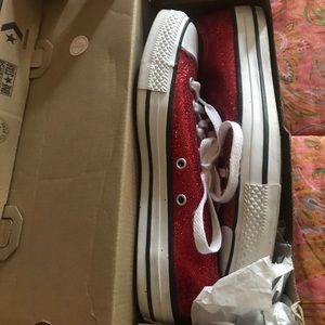 Red glittery converse